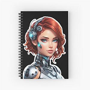 Robotic Machine Girl Spiral Notebook