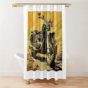 Mad Max style motorcycle Shower Curtain