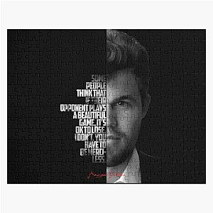 Black and Magnus Carlsen quote Jigsaw Puzzle