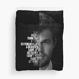 Black and White Magnus Carlsen Duvet Cover