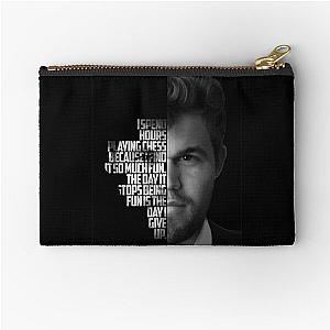 Magnus Carlsen quote. Black zipper pouch
