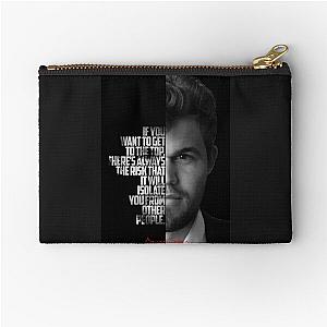 Black and White Magnus Carlsen Quotes Zipper Pouch