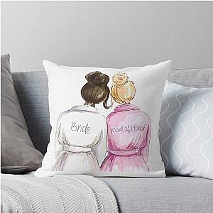 Best Engagement Gift for Bride, Maid of Honor or Sister - Bride and Maid of Honor Throw Pillow