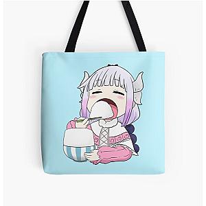 Kanna eating rice - Miss Kobayashi's Dragon Maid Anime Tote Bag