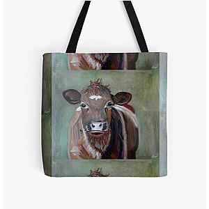 Shorthorn Cow Acrylic painting by Canadian Artist Pascale Breton Tote Bag