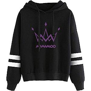 Mamamoo Hoodies - Purple Logo Striped Pullover Hoodie