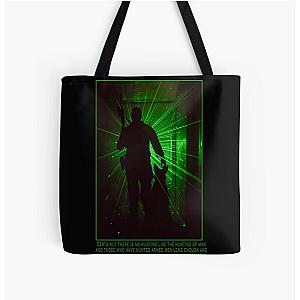 Police or Military K9 Poster with Manhunting Quote All Over Print Tote Bag
