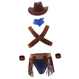 Sexy Cowboy Uniform Role Play Outfit Mankini Thong Underwear Set