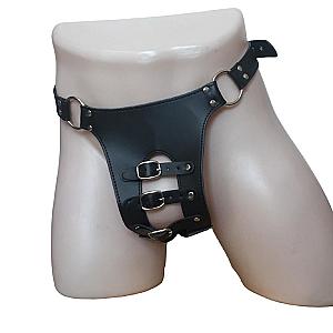 Sexy Faux Leather Men Chastity Harness Brief Mankini