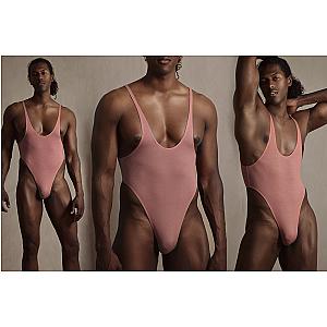 Mankini Leotard / wrestling singlet / thong for guys in nude color