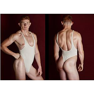 Mankini White leotard / wrestling singlet / thong for guys Kid McCoy homage