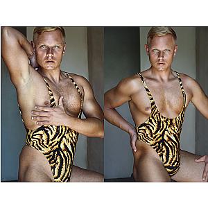 Mankini Tiger stripes wrestling singlet / leotard for guys