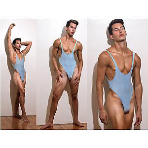 Mankini Babyblue singlet / thong bodysuit for guys