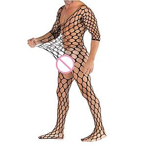 Sexy Male Body Catsuit Fishnet Soft Sleepwear