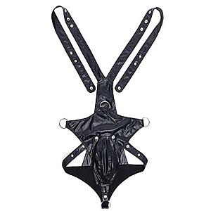 1st Mankini Leather Harness Straps Bodysuit