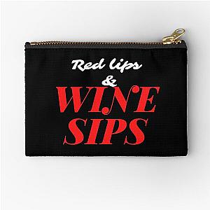 Red lips and wine sips Zipper Pouch