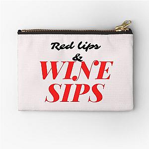 Red lips and wine sips Zipper Pouch