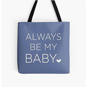 of Mariah Carey- Always Be My Baby in Soft Navy (Typography) All Over Print Tote Bag