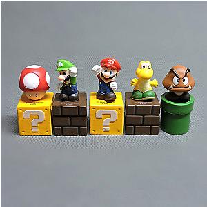5pcs/set Super Mario Bros Luigi Yoshi Bowser Action Figures