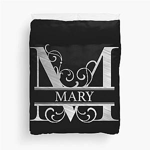 Mary Name - Silver Metallic Style  Monogram Letter M The Mary Name Gift For Mary Duvet Cover