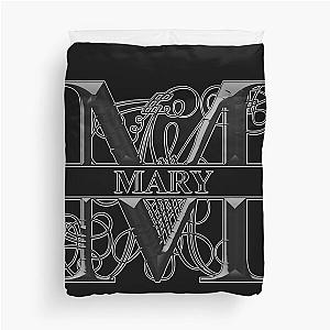 Mary Name Monogram - Letter M - Obsidian - Black Background - Duvet Cover