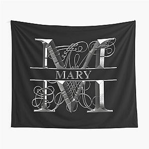 Mary Name Monogram - Letter M - Silver - Black Background - Tapestry