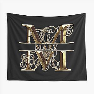 Mary Name Monogram - Letter M - Gold - Black Background - Tapestry