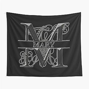 Mary Name Monogram - Letter M - Obsidian - Black Background - Tapestry