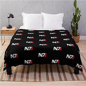 Pixellated N7 Spectre Badge Mass Effect Stripeless Throw Blanket