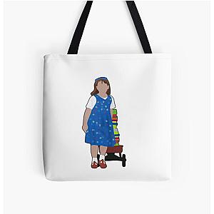 Matilda Wormwood Wagon with Books All Over Print Tote Bag