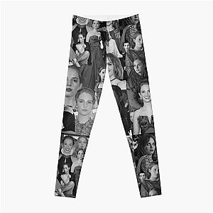 Maya Hawke Abstract Collage Art - Black and White Aesthetics Leggings