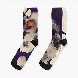 Hollywood Actress Maya Hawke: Surreal Floral Feminine Portrait Art Socks