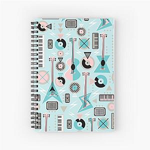 Retro Musical Mayhem Turquoise Spiral Notebook