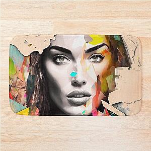 Beautiful Abstract Portrait Collage of Megan Fox Bath Mat