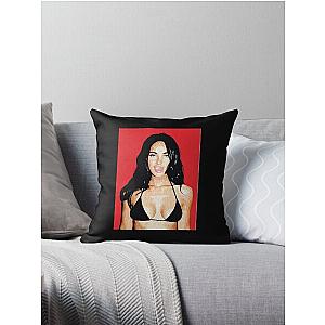 Megan Fox Red Oil Painting Throw Pillow