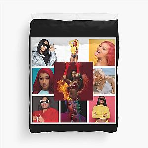 Megan Thee Stallion Colorful Photo Montage Duvet Cover