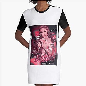 BTS Butter Megan Thee Stallion Design Retro Pink Graphic T-Shirt Dress