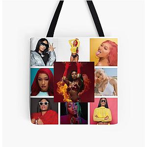 Megan Thee Stallion Colorful Photo Montage All Over Print Tote Bag