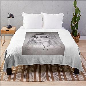 Creepy drawing horror girl sketch Hand drawn Throw Blanket RB1704