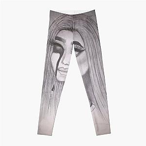 Creepy drawing horror girl sketch Hand drawn Leggings RB1704