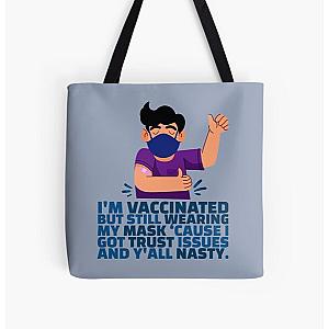 Men Funny Fully-Vaccinated Mask Trust Issues Nasty Sarcasm   All Over Print Tote Bag RB0811