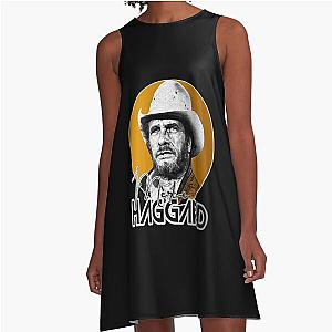 Retro Merle Haggard Gold Design  A-Line Dress