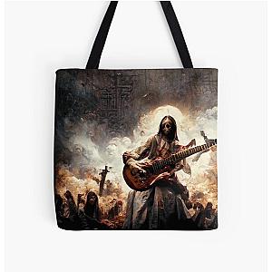 Zombie Jesus Titan Playing Metallica Guitar All Over Print Tote Bag RB1608