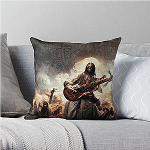 Zombie Jesus Titan Playing Metallica Guitar Throw Pillow RB1608