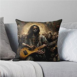 Zombie Jesus Playing Metallica Guitar Throw Pillow RB1608