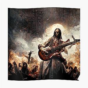 Zombie Jesus Titan Playing Metallica Guitar Poster RB1608