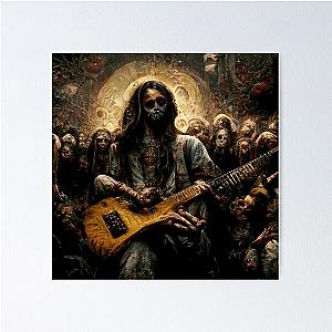 Zombie Jesus Playing Metallica Guitar Poster