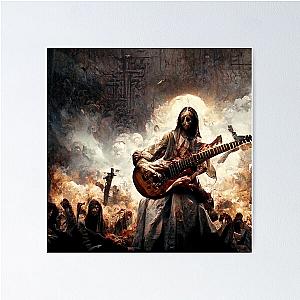 Zombie Jesus Titan Playing Metallica Guitar Poster