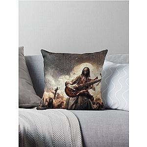 Zombie Jesus Titan Playing Metallica Guitar Throw Pillow