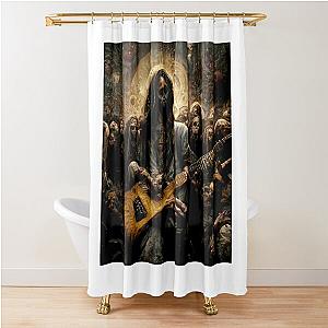 Zombie Jesus Playing Metallica Guitar Shower Curtain